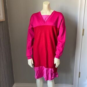Vibrant Pink Colorblock Sweater Dress